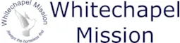 Whitechapel Mission logo with a dove and the words Always the homeless first and Whitechapel Mission in large text.